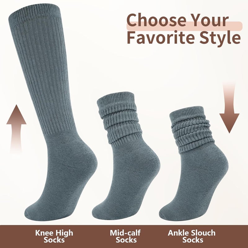 Socksfad Store Slouchy Boot Socks for Women, Soft Knit Scrunch Knee High Long Socks 4 Pairs 6-12 - Image 3